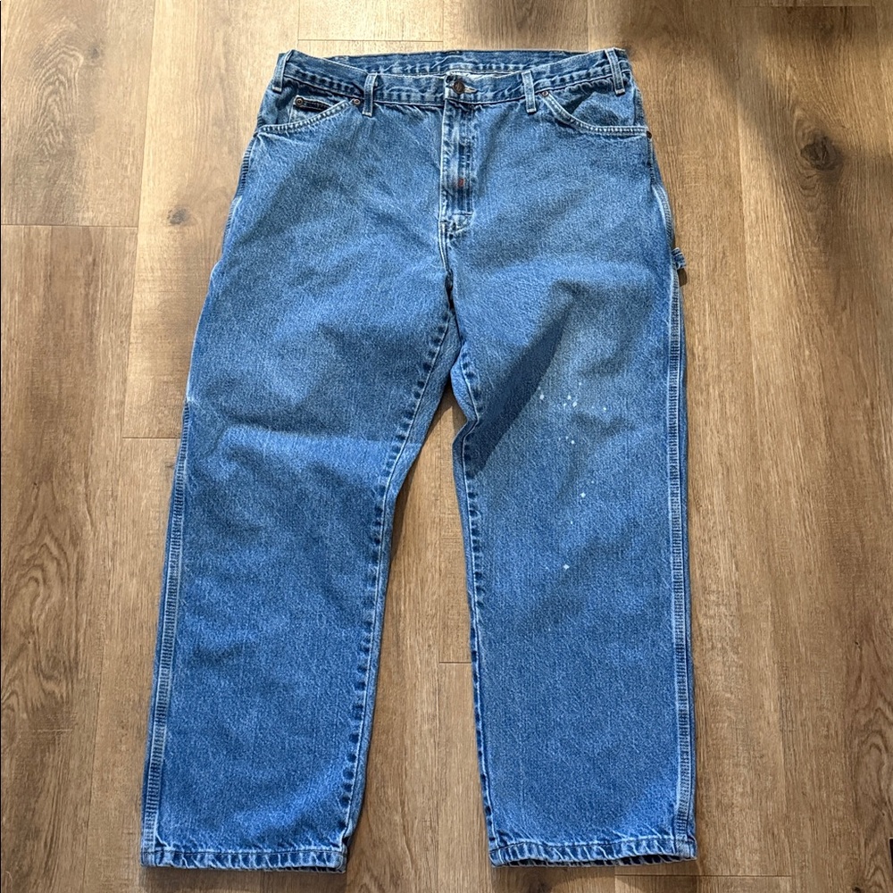 Vintage Dickies Carpenter Jeans Relaxed Fit 100% Cotton Men's Size 38x30 Red Tag